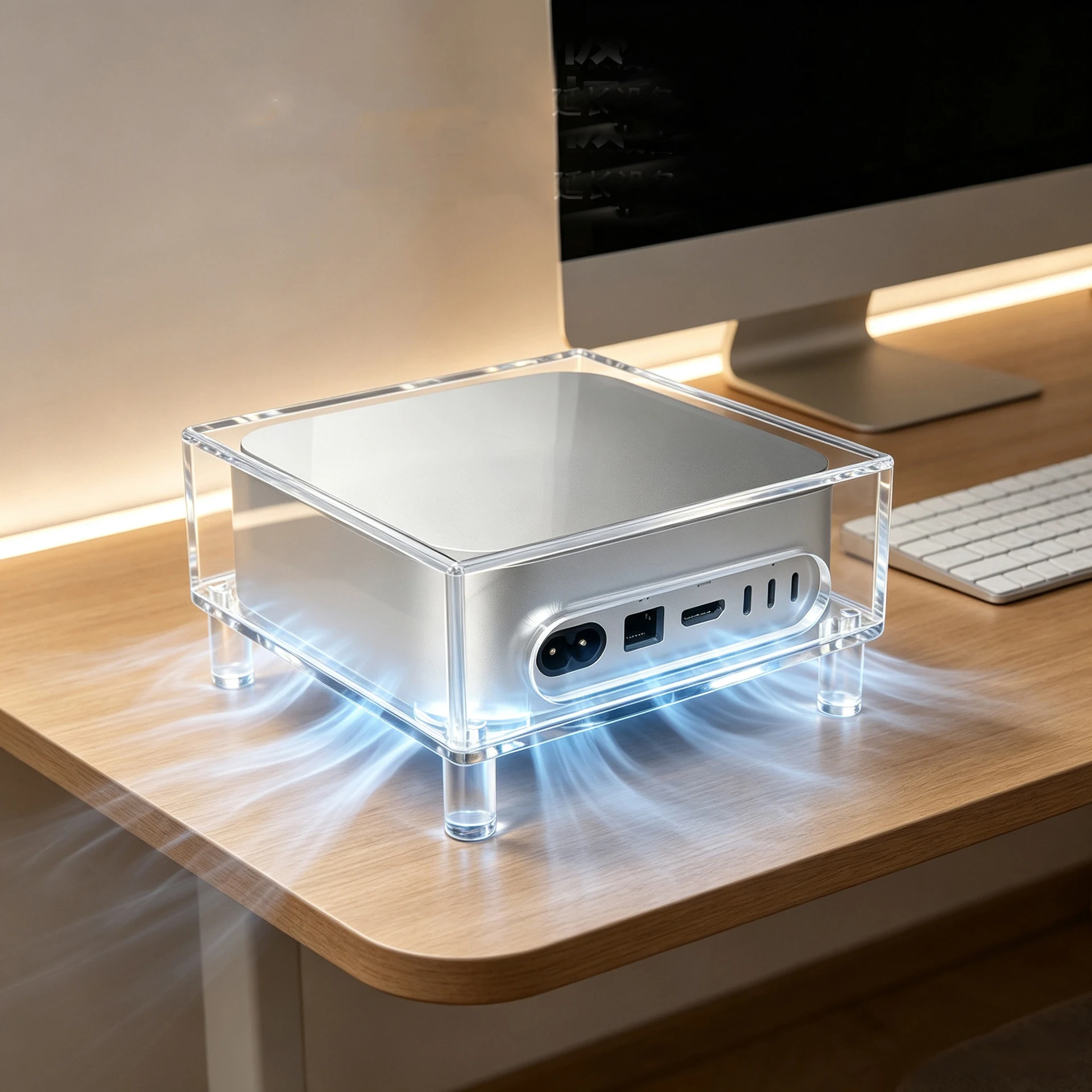 For Mac mini M4 Case Invisible Protective Cover with Airflow Ventilation Precision Cutouts Shockproof Stand Feet