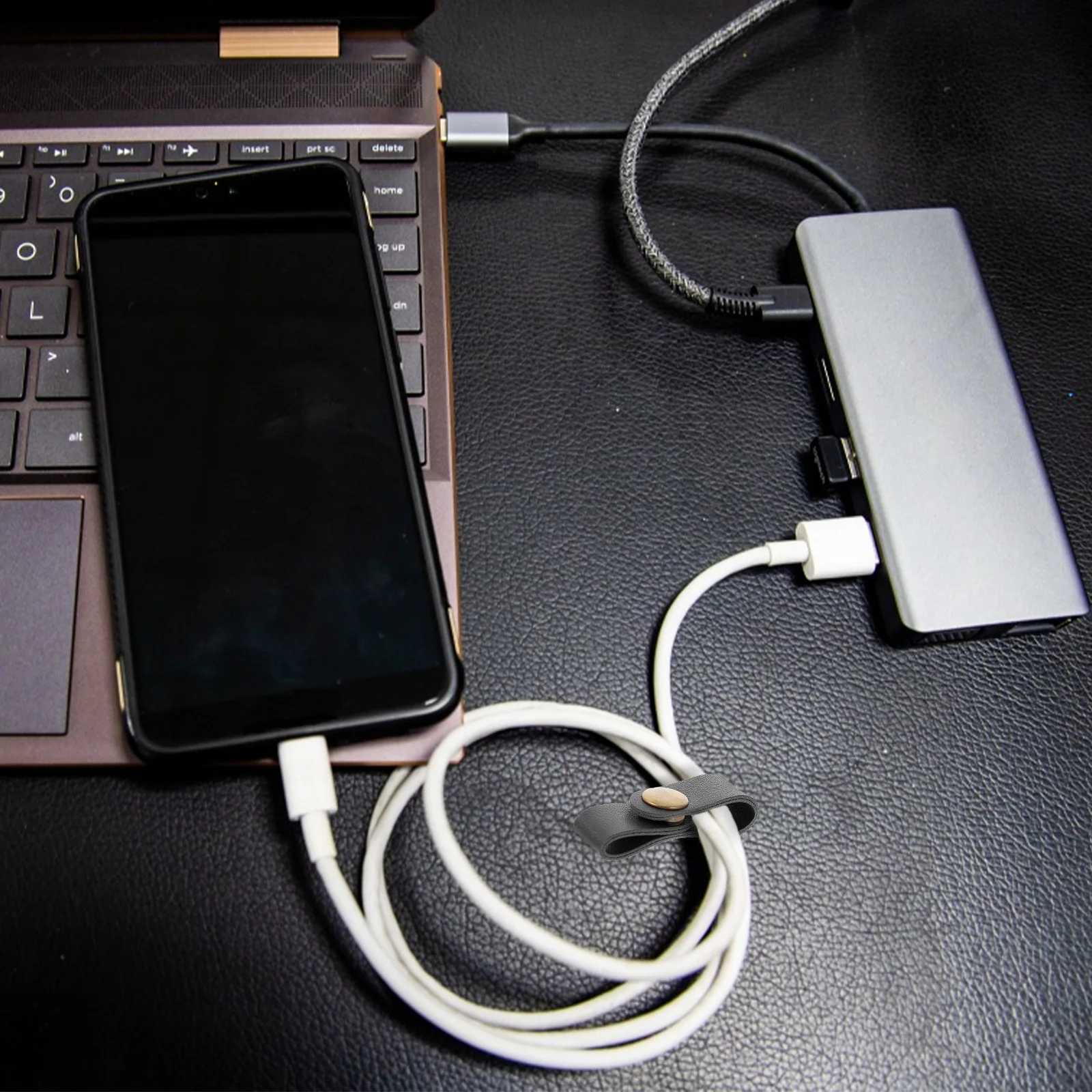 

24Pcs Data Cable Storage Buckle Professional Faux Cord Organizer Durable Cable Management for Desktop Earphone