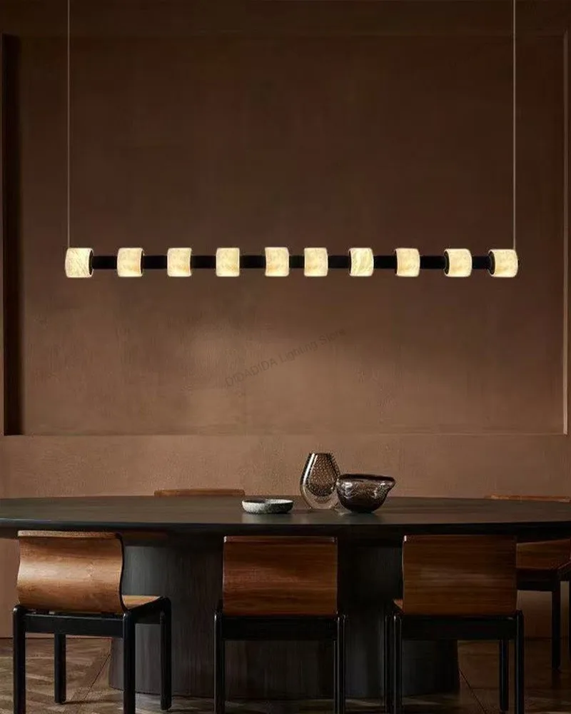 American Design Snowflake Marble Linear Chandelier Lamp Brass Black Lustre Dimmable Lighting for Hotel Ceilings