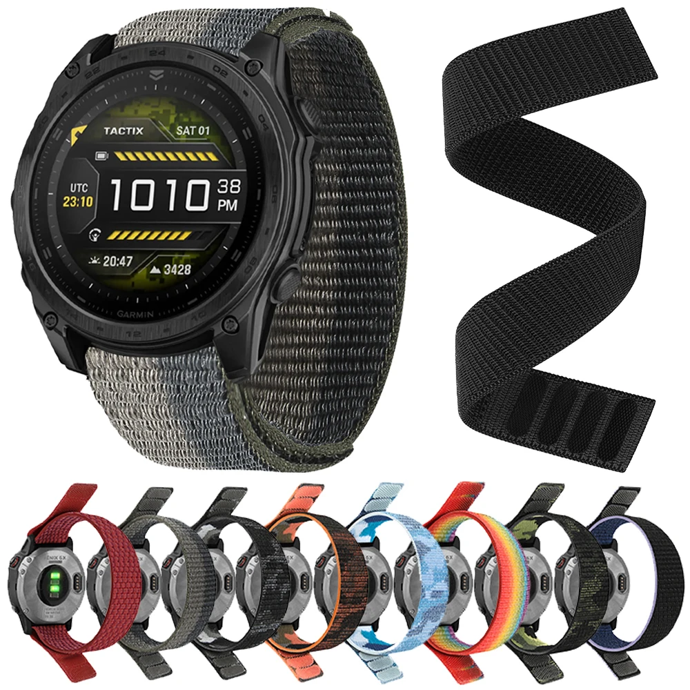 QuickFit Nylon-Schlaufenarmband 22mm 26mm für Garmin Tactix 8 7 AMOLED Delta Bravo Band Fenix E 8 7X 6 PRO Enduro 3 Geflochtene Uhrenarmbänder