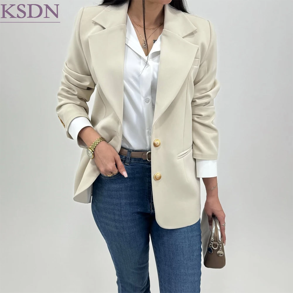 Casual Women's Blazer 1 Piece Formal Single Breasted Notch Lapel Slim Fit Jacket Fashion Solid Color Customized Outfits