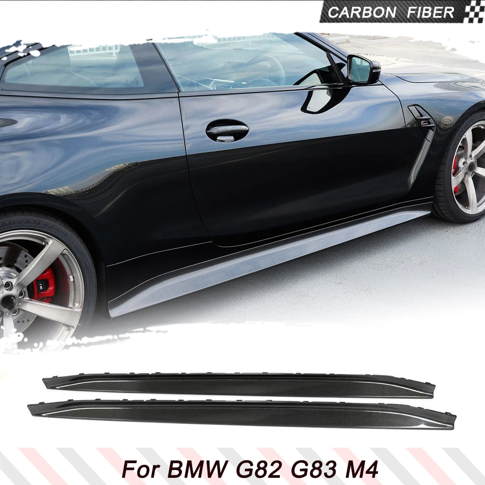 Car Side Skirts Extension Lip Spoiler  for BMW 4 Series G82 G83 M4 2021 2022 Carbon Fiber Body Kits Door Bumper Skirts Apron