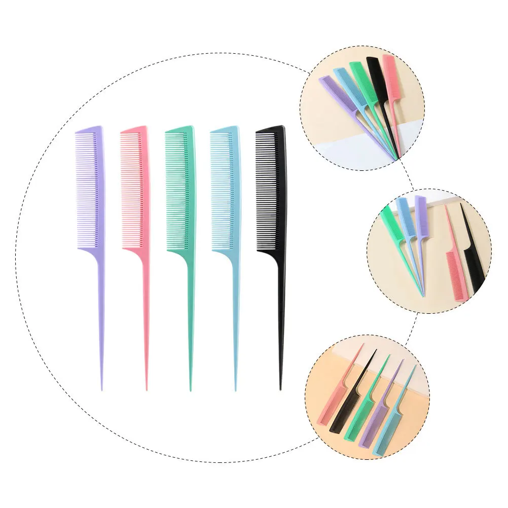 

5 шт., расческа с хвостом, профессиональные расчески для стрижки, многофункциональные расчески для укладки волос для мужчин и женщин, расческа для домашнего салона, расческа для пробора волос