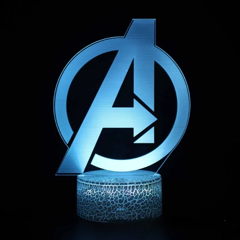 Marvel Avengers Anime 3D LED Nightlight Spiderman Ironman Hulk Thor Lamp Colorful Changing Night Lights Table Lamp Birthday Gift