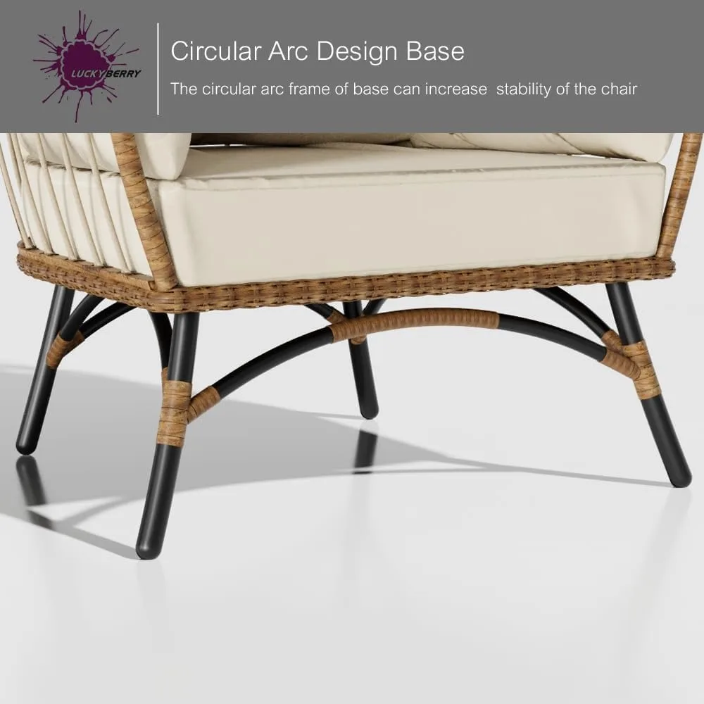 Wicker Egg Chair Rattan Chair Brown, Outdoor Patio Porch Lounge…