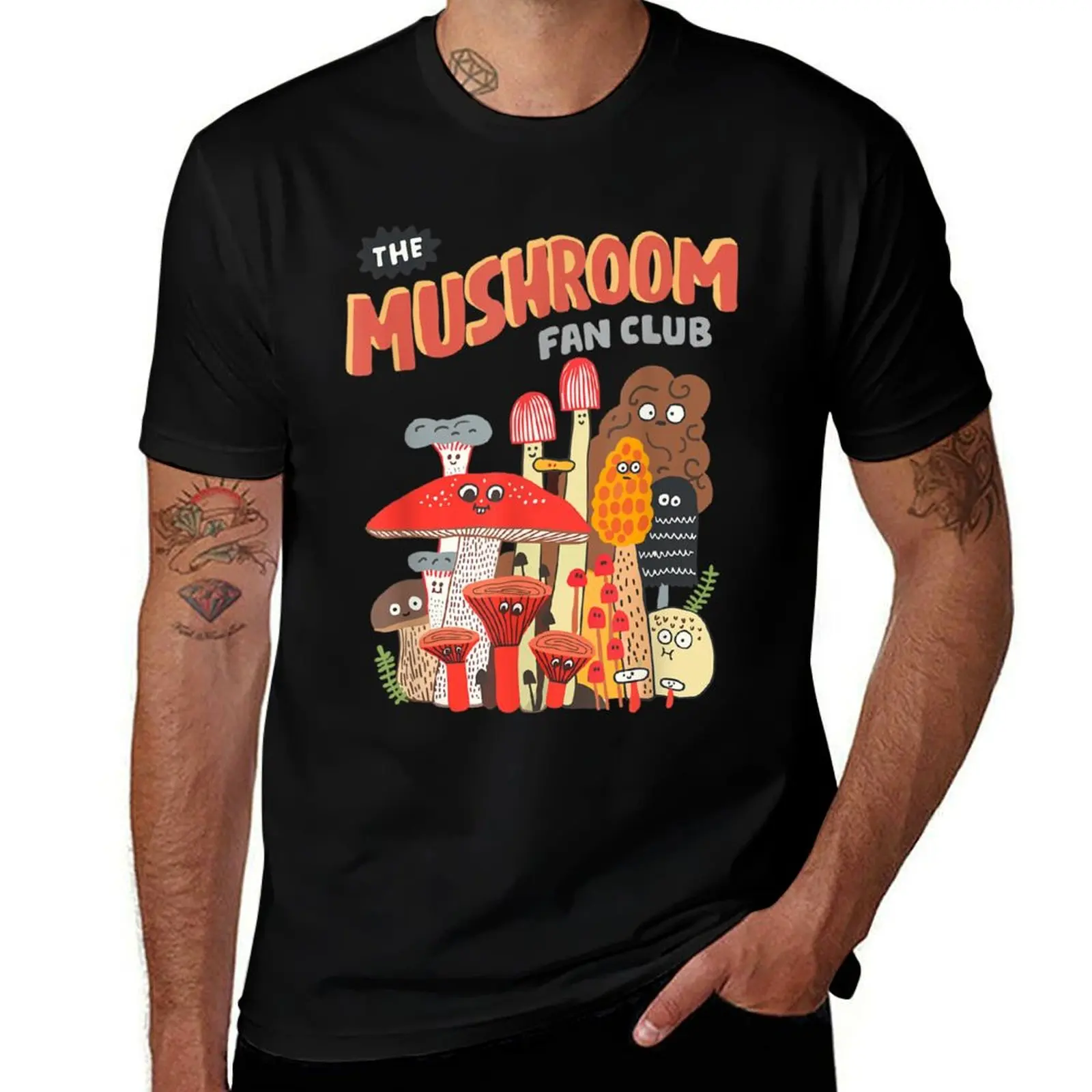 

The Mushroom Fan Club Retro Cute Cottagecore Mushroom Hat T-Shirt men t shirt cotton 100% t shirt man luxury