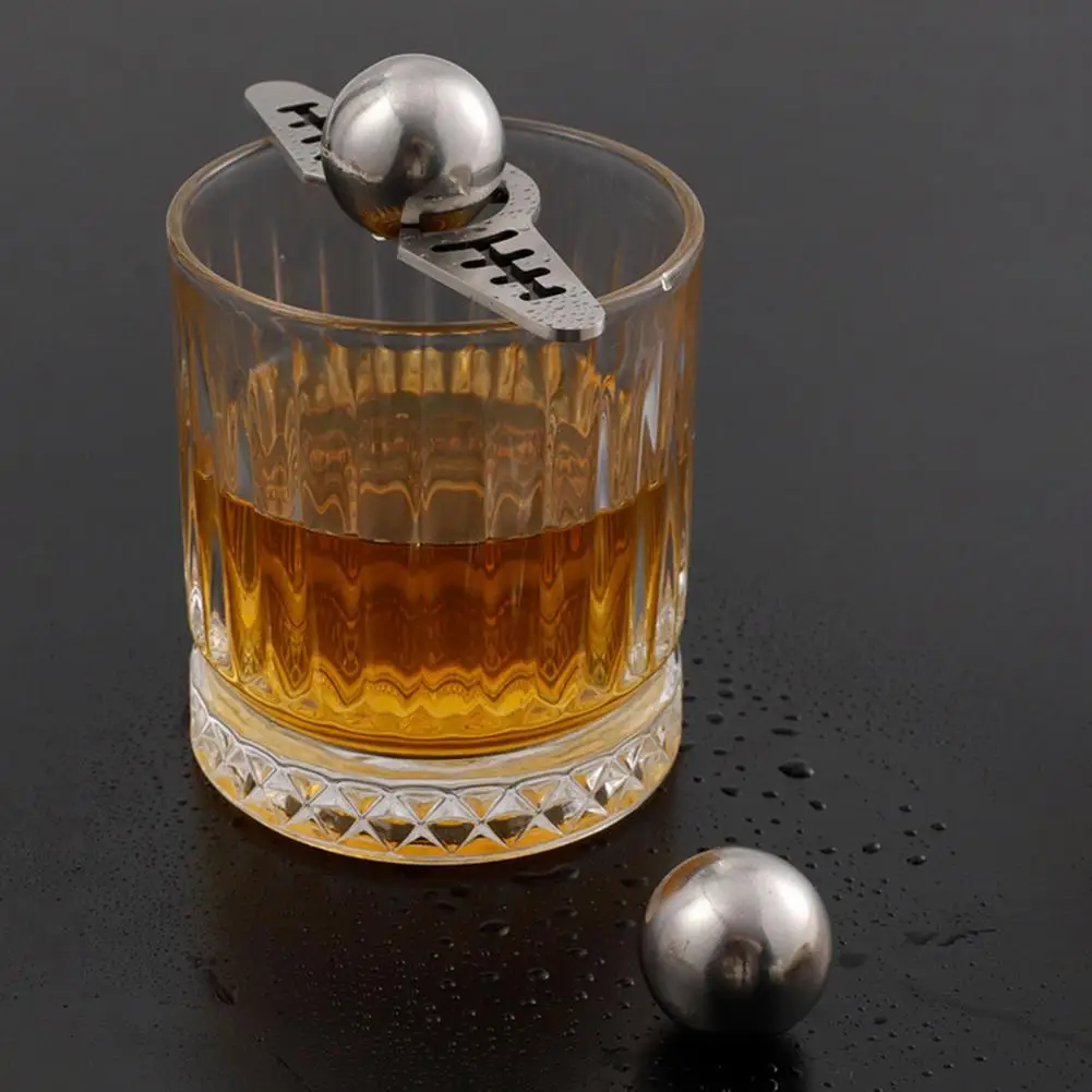 Drink Bracket Stainless Steel Espresso Ball Kit with Holder Dilution-free Iced Coffee Chiller Whiskey Cooler for Cocktails