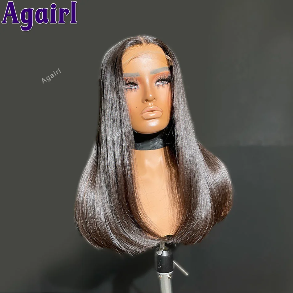 Wig rambut manusia renda Frontal 13x6 jahe coklat 6X4 Wig penutupan renda lurus transparan ketebalan 200 telah ditanami UNTUK WANITA HITAM