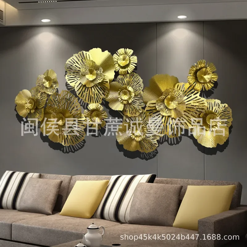 Gold Metal Wall Hanging Decoration Modern European Wrought Iron Pendant for Living Room Home Decor Artistic Wall Ornament