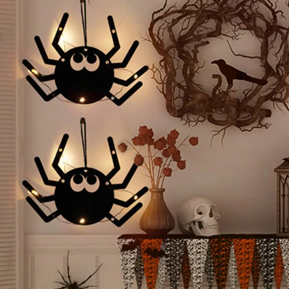 Halloween Pendant Witch Spider Ghost Cobweb LED Light Decor Hanging Pendant Create Spooky Atmosphere Haunted House Decor Photo P