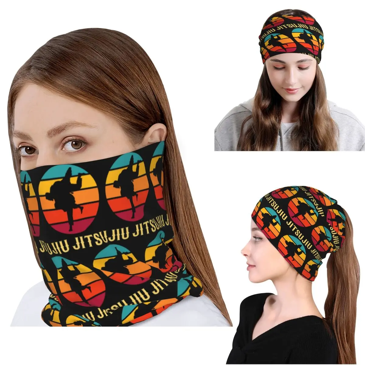 Brazilian Jiu Jitsu Sunset Design Bandana Neck Cover Mask Scarf Multifunction Cycling Scarf Beanies Hat Unisex Adult All Season