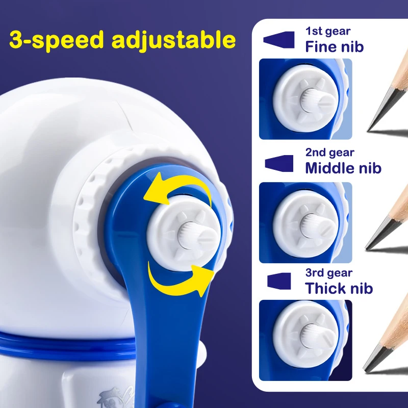 Creative Cartoon Astronaut Pencil Sharpener Third Gear Adjustable Pencil Sharpener Hand-cranked Automatically Pencil Sharpener