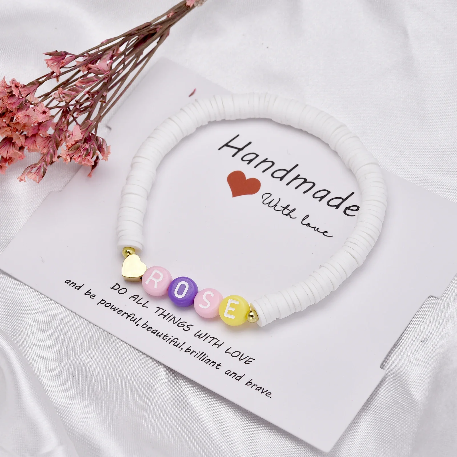 Personalized Mom Name Bracelets For Women Mama Custom Bead Heishi Bracelet Valentine's Day Jewelry Gifts For Daddy Gift For Kids