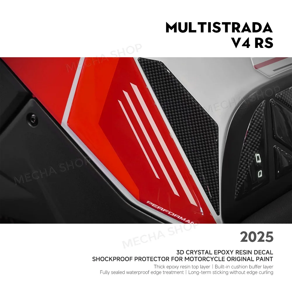 For Multistrada V4 RS 2025 3D Resin Sticker Protection Kit Side Tank Pad Decal