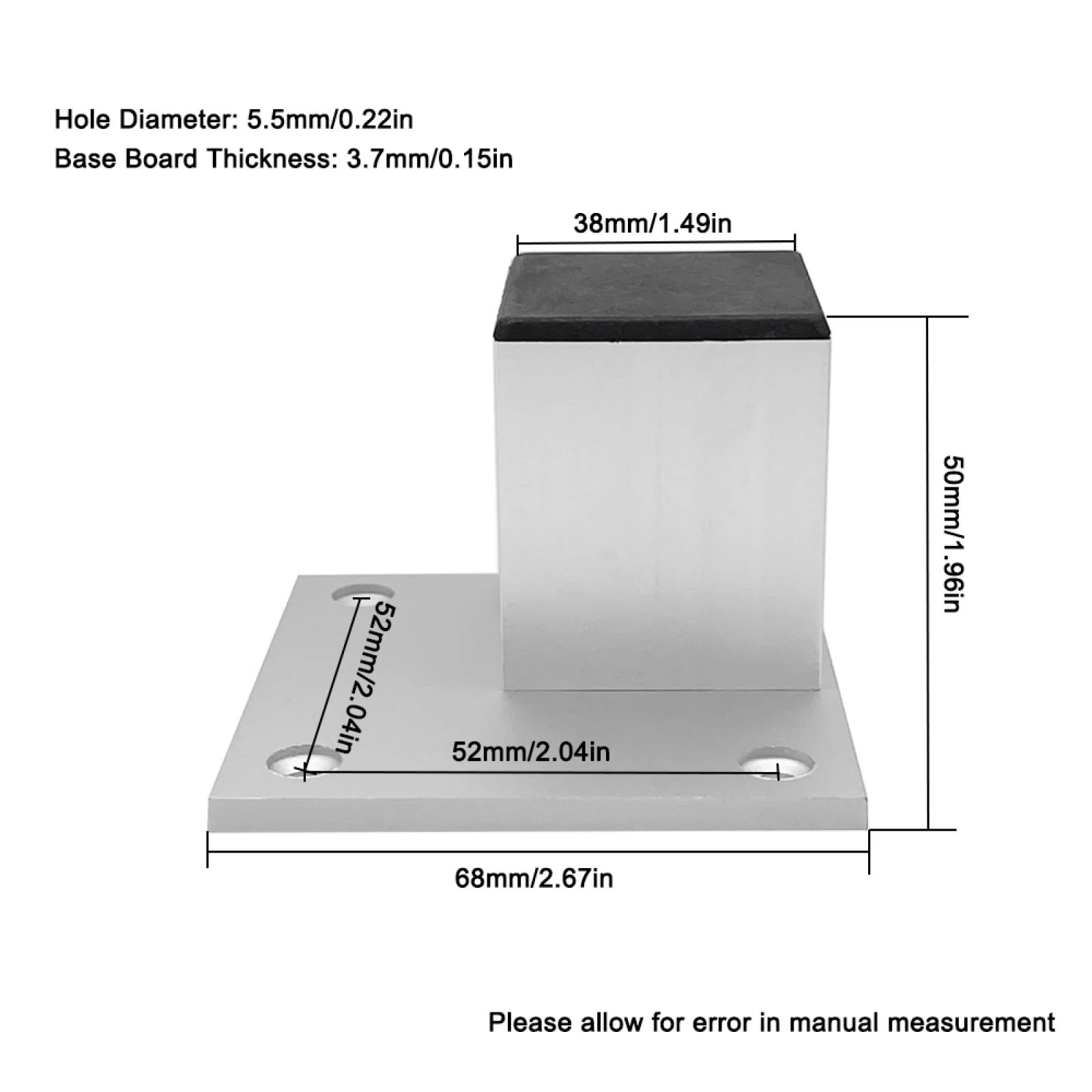 4PCS Metal Furniture Legs, Square Aluminum Alloy Cabinet Feet, Thickened Legs for TV Cabinet Sofa Coffee Table Bed Riser