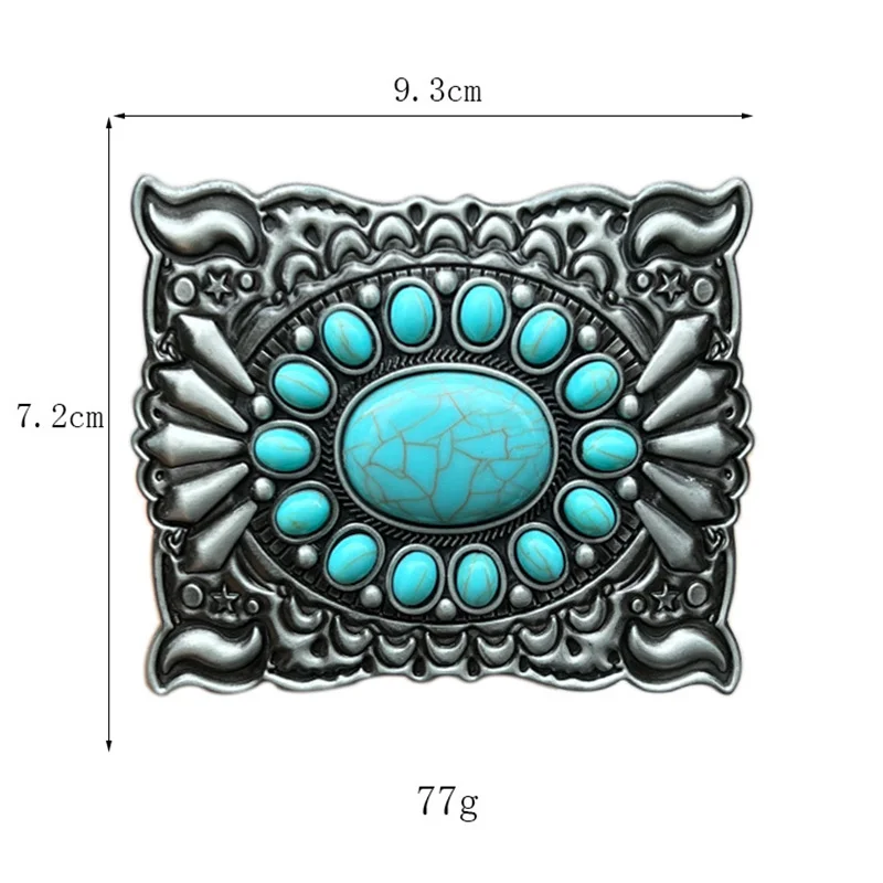 Boho Turquesa Belt Buckle, Ocidental Cowboy, Euro-Americano