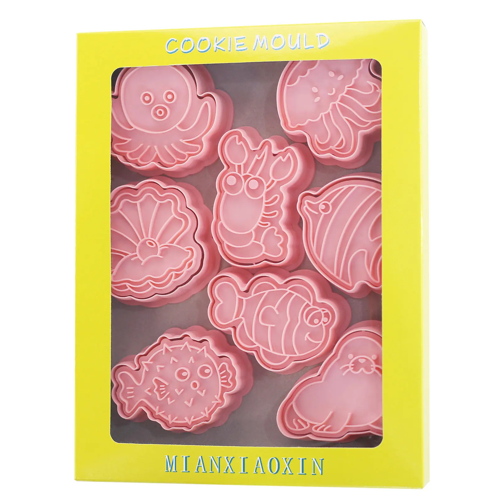 8 Pcs Sea Animal Cookie Molds Sea Lion,Seal,Octopus,Mermaid,Manta Shape Cookie Molds Cartoon Fun Biscuit Moulds(8-SeaAnimal)