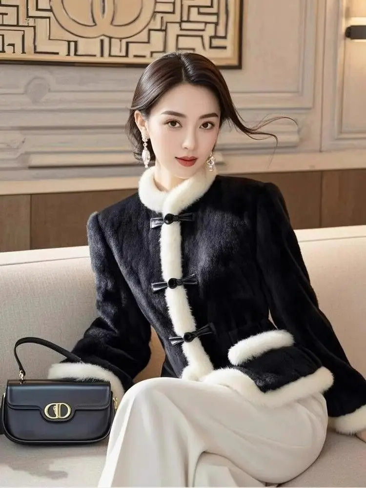 

Новое китайское женское уникальное супер милое пушистое пальто с маленьким эффектом Fraance Sle, модное ретро пальто для поездок на работу