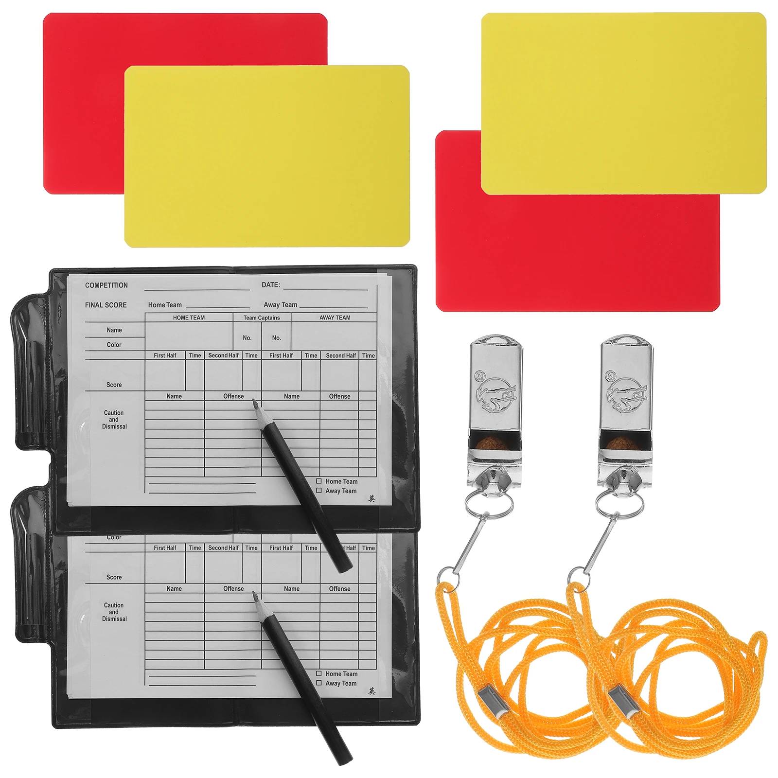 

1 set Referee Kit Red Yellow Cards Foldable Wallet Pen Paper Whistle Soccer Football Supplies Portable Compact Design