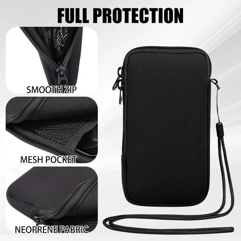 Neoprene Phone Pouch With Lanyard,Shockproof Waterproof Portable Storage Bag For Phones, Keys & Earbuds Lightweight Mini Wallet view 3