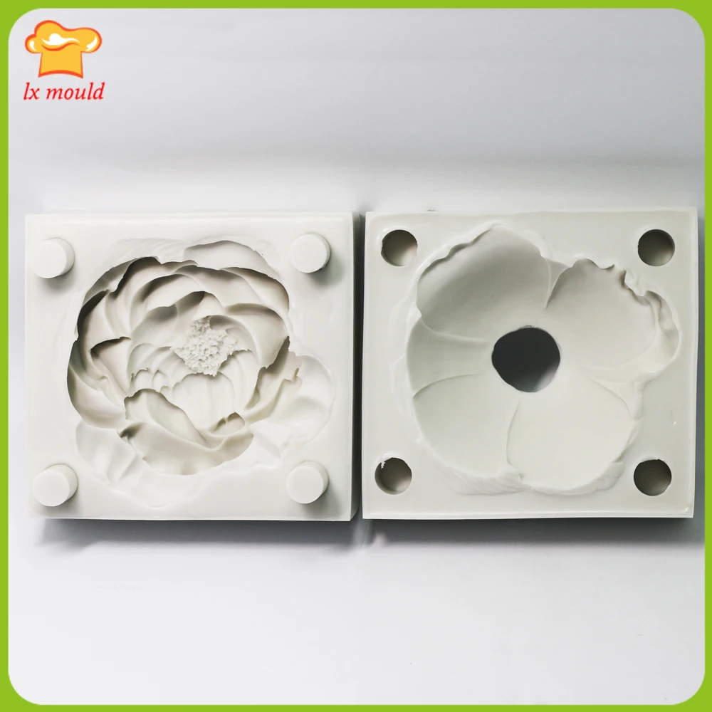 Blossoming Peony Mold 3D Candle Soap, Plaster Moulds 2 Parts Silicone Mould