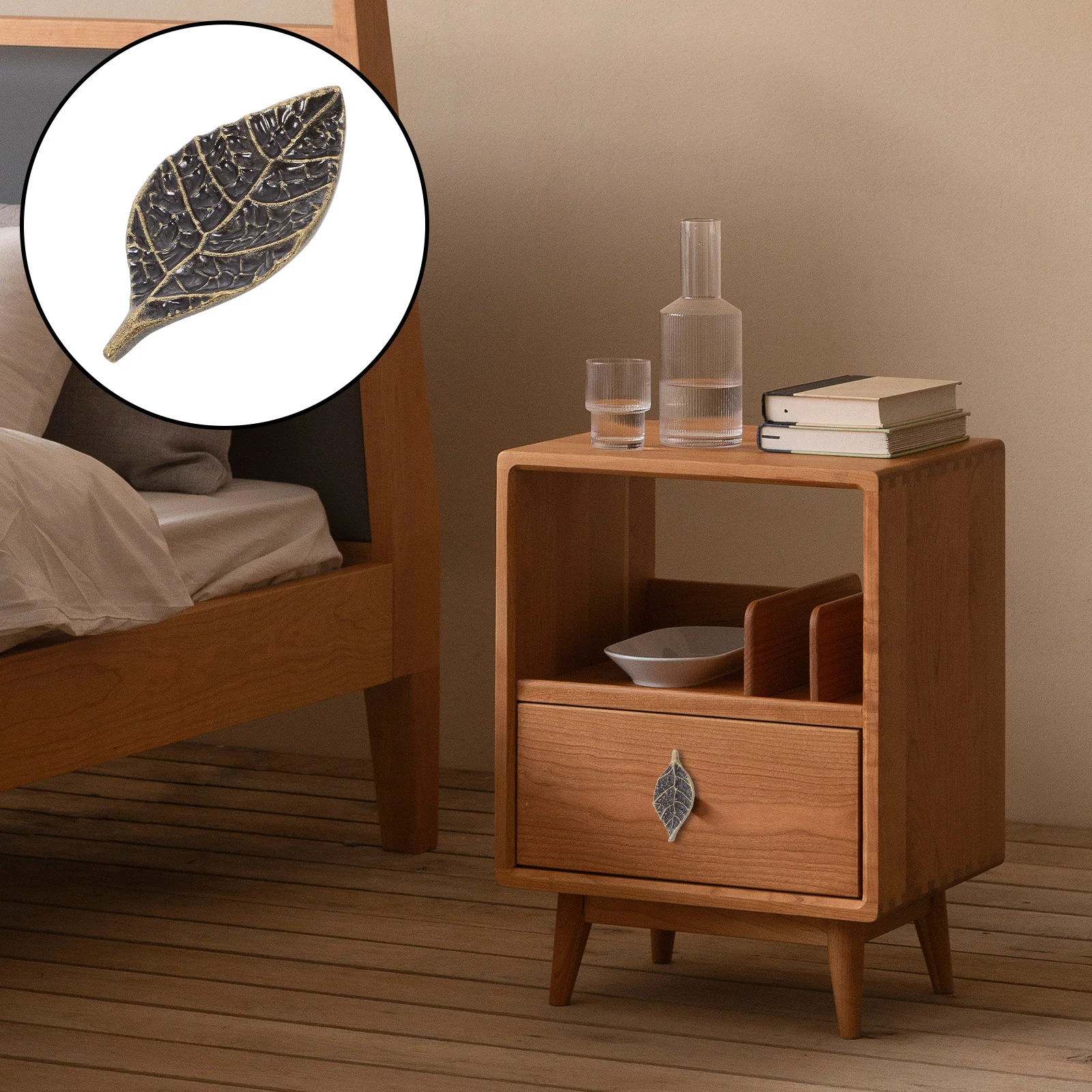 

3pcs Leaf Knob Decorative Leaf Drawer Pulls For Cabinets Wardrobes Cupboard Closets Nightstands Zinc Alloy Furniture Hardware