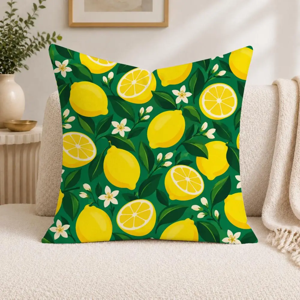 Fresh Lemon Cushion Cover Square Decorative Sofa Pillow Case Bedroom Living Room Home Decor Gift