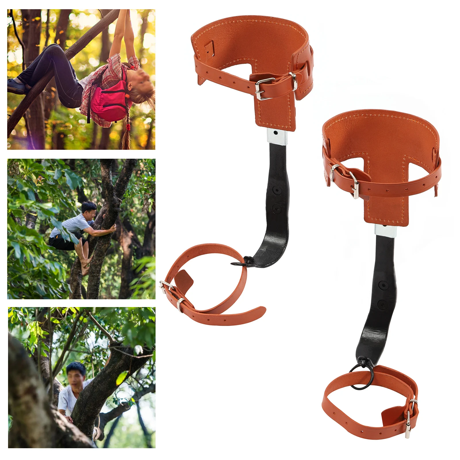 

Climbing Spikes with Multi-Functional Belt Stainless Steel Climbing Trees Gear with Cattle Hide Leggings Straps and Extra Straps