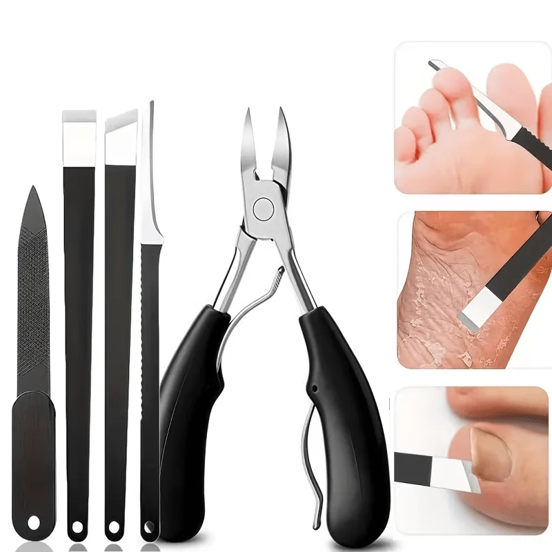 1/5pcs professional toenail care set includes pincers pedicure tools sharp curved stainless steel thick nail clippers suitable