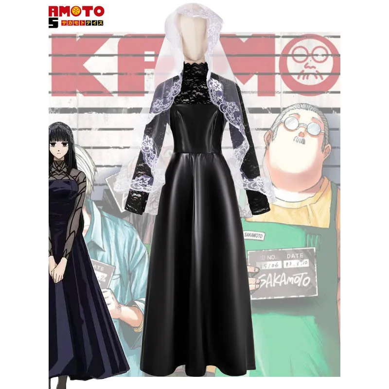 

Halloween Cosplay Sakamoto Daily Cosplay Costume Big Buddha Black Dress Lace Base Full Set Anime Cosplay Costume