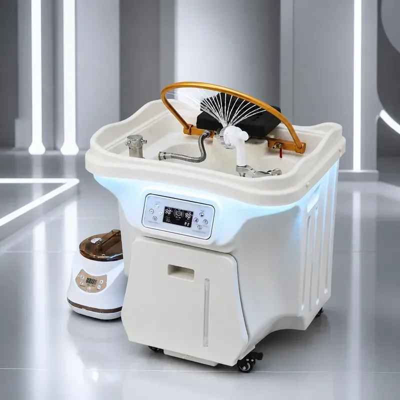 Portable Water Storage Shampoo Basin with Fumigation and Head Therapy Mobile Unit Water Circulation System No Sewer