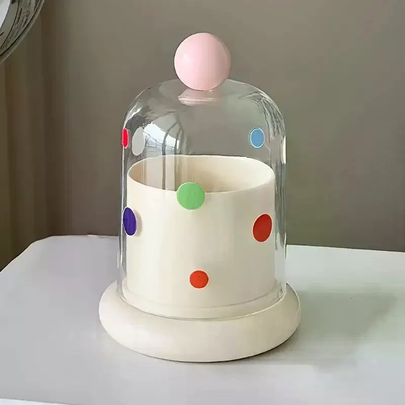 Cotton Swab Toothpick Storage Box: 1Pcs Multifunctional Polka Dot Dustproof Clear Cover Bathroom