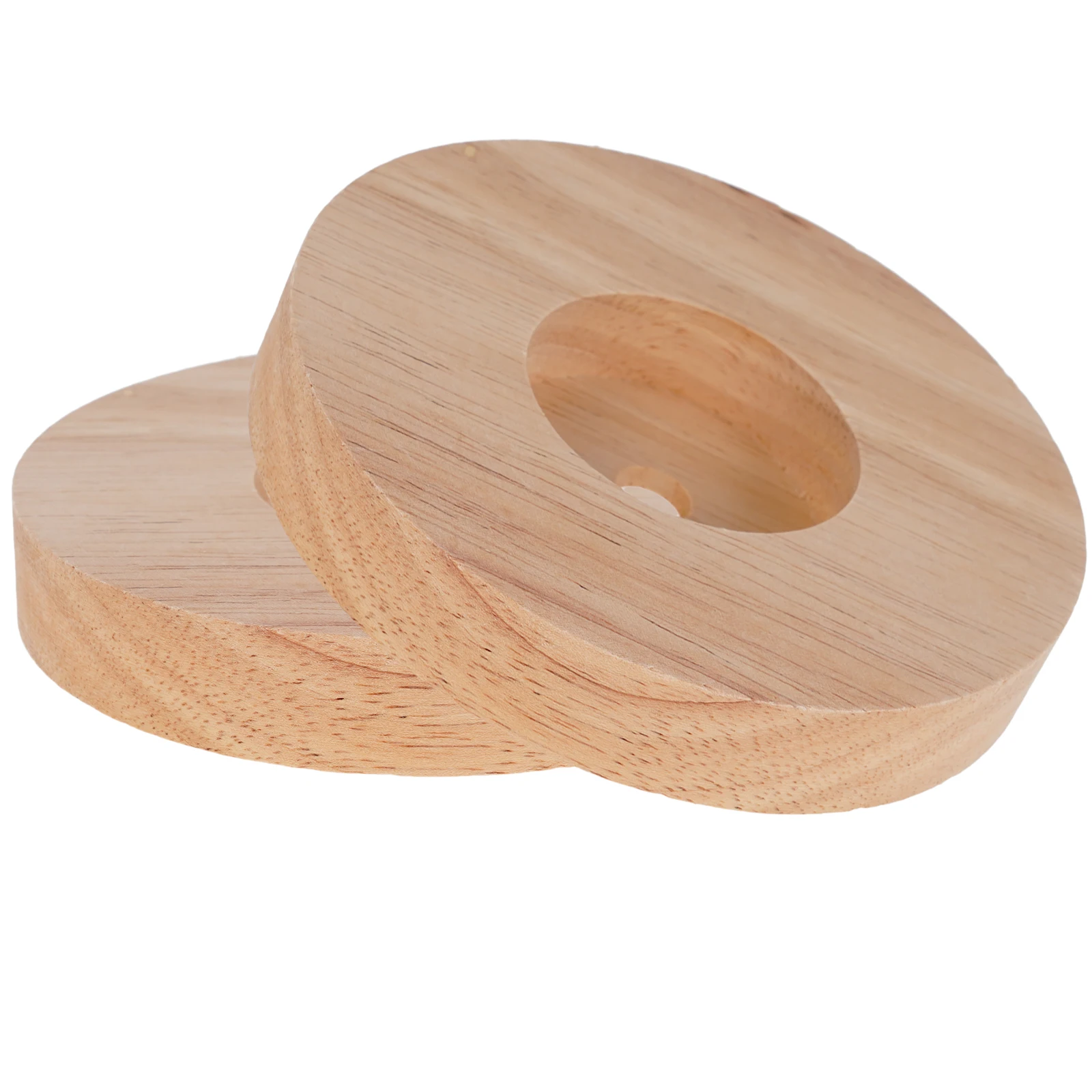 

2Pcs Solid Wood Round Lamp Base Wooden Table Lamp Stand DIY Display Light Parts Light Parts Stand Display Glass