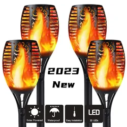 Solar Flame Light Garden Lawn Lamp Dusk to Dawn Auto On/Off Outdoor Decoration Lighting for Patio Driveway Pathway