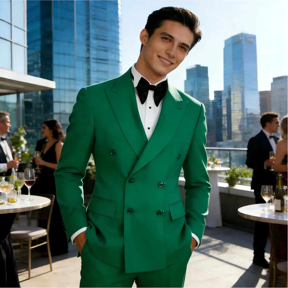 Men's Solid Color Suit Peaked Lapel 2 Piece Set Is Suitable For Wedding Groom To Wear For Business And Formal Occasions