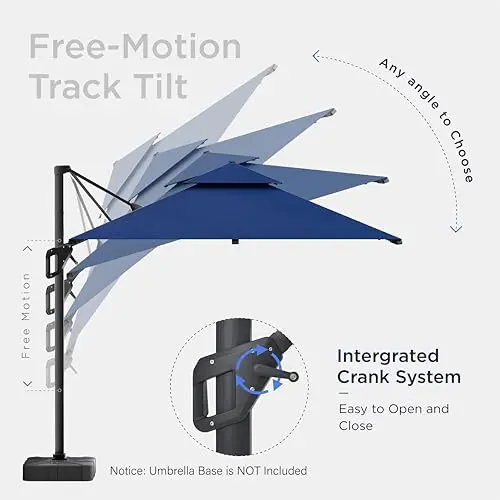 10x10 FT Cantilever Patio Umbrella with Led Lights Double Top Outdoor Square Heavy Duty Offset Umbrellas for Pool