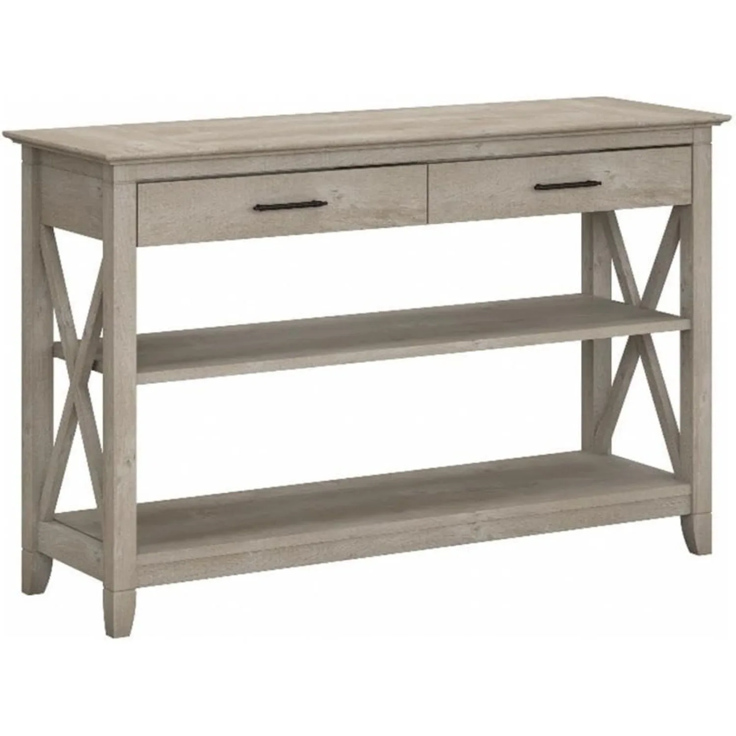 Key West Console Table with Drawers and Shelves in Washed