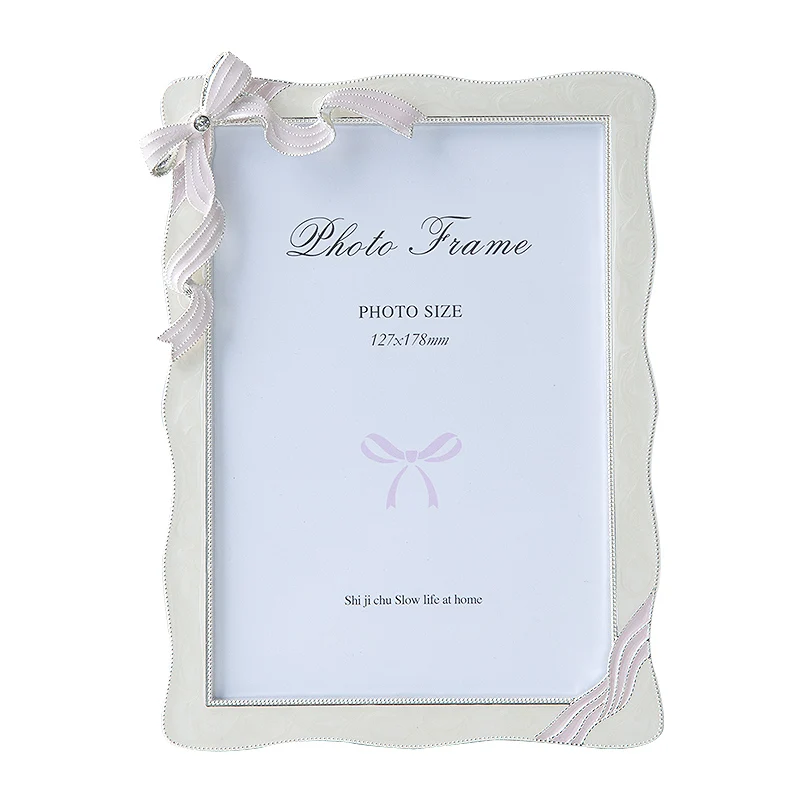 

French premium cute photo frame cream wind bow 5 6 7 inch table setting powder/blue