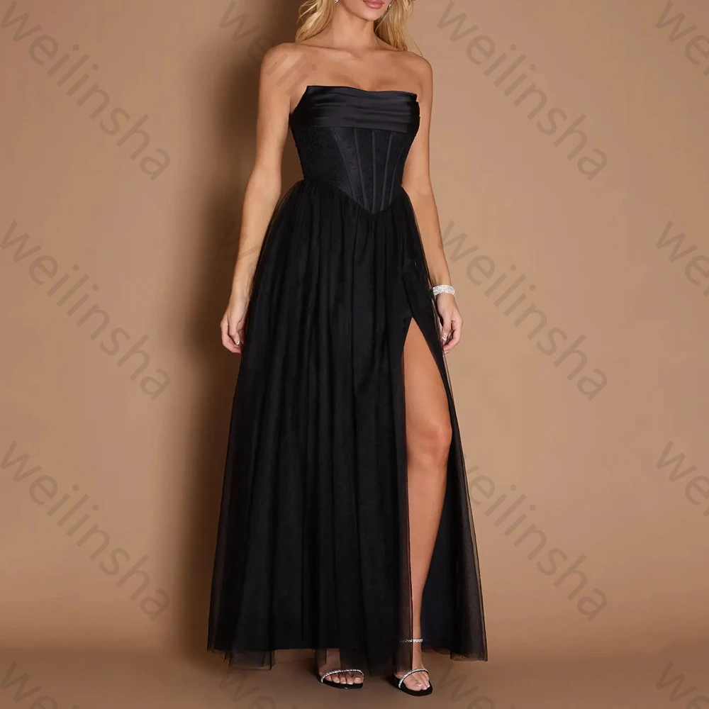 

Elegant Off-shoulder Sleeveless Evening Dresses Sexy Backless Side Slit Dress Exquisite High Quality Prom Party Gowns Customized