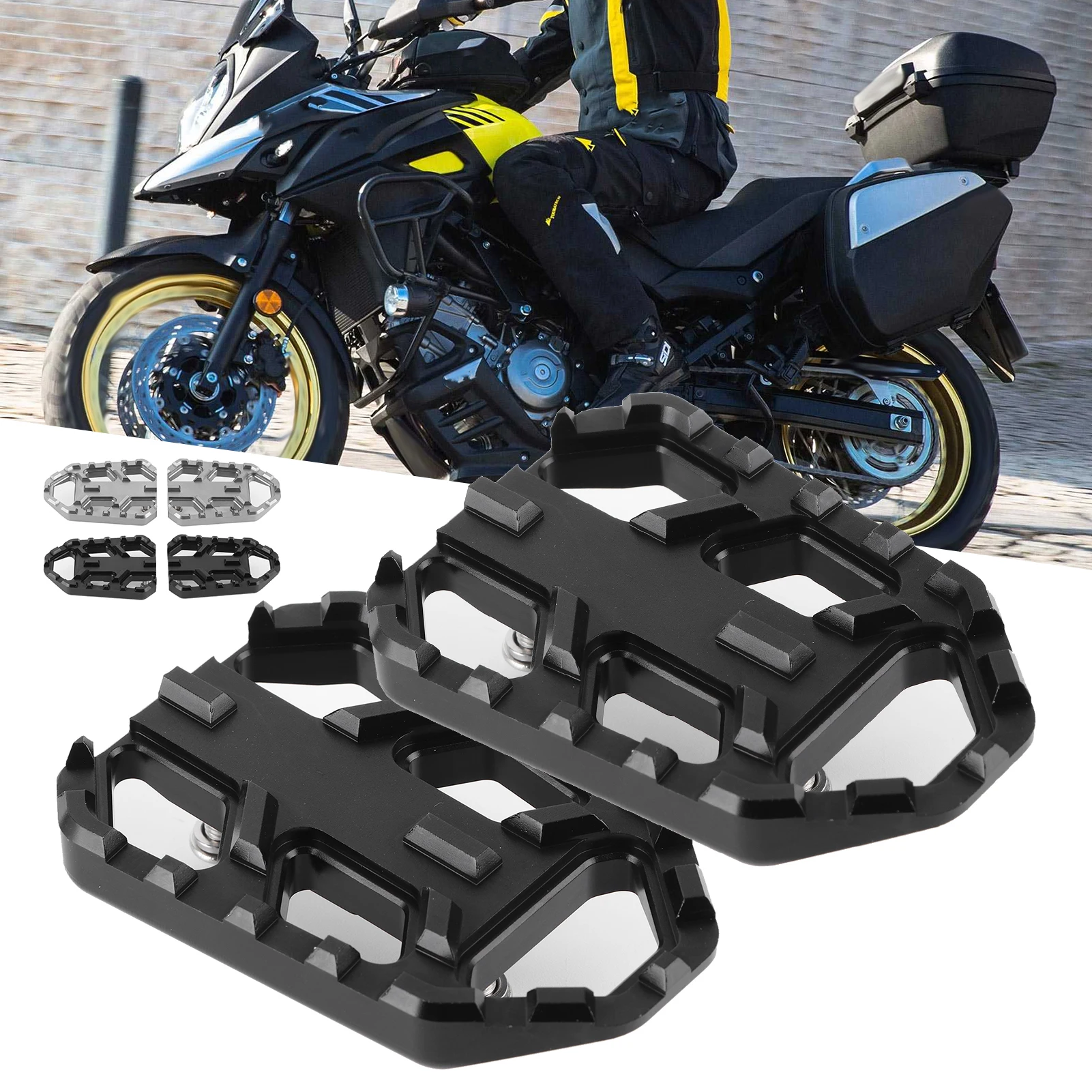 

Cycling Foot Rest Motorcycle Wide Footrest CNC Aluminum Alloy Pedals Fit for DL650 DL1000 VSTROM 650XT/1000XT Foot Pegs