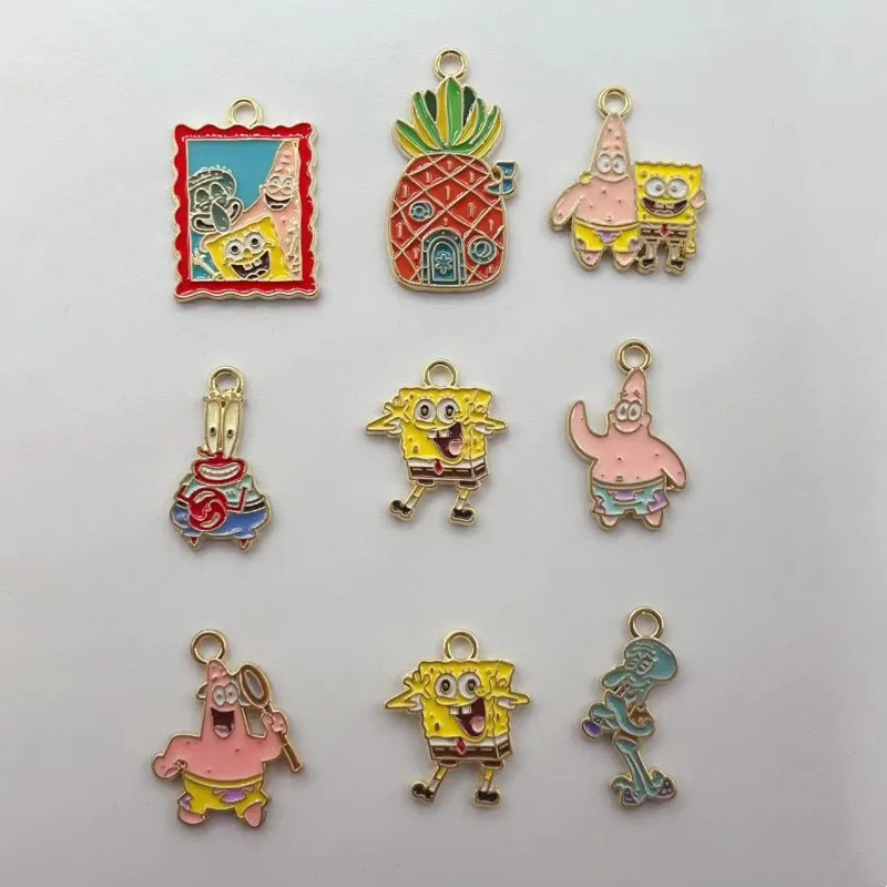 10pcs Alloy Cartoon Anime Pineapple House Earrings Pendant DIY Keychain Necklace Jewelry Accessories Enamel Charms for Making