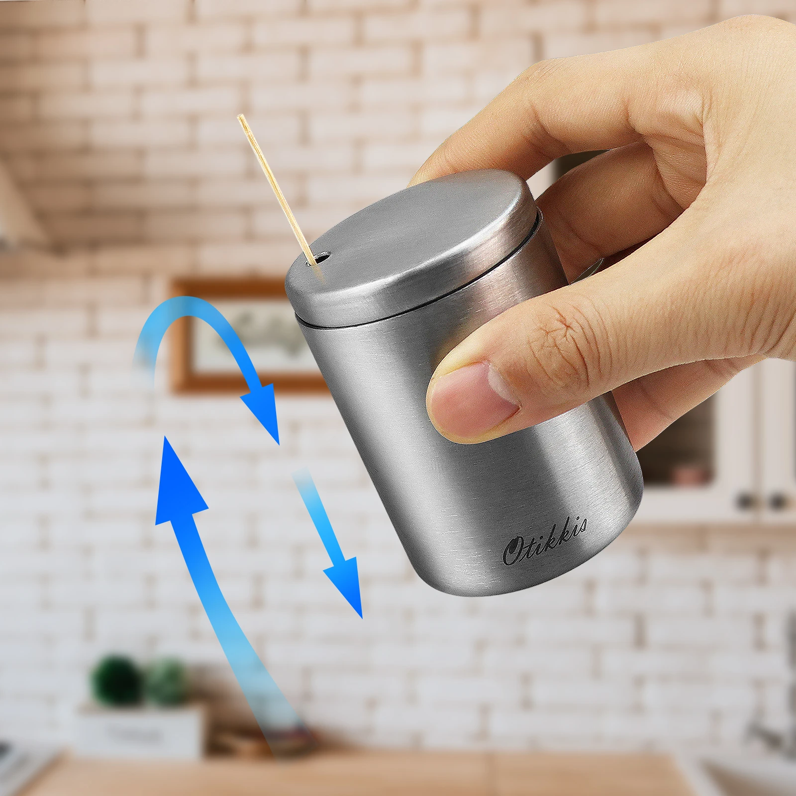 Creative Dust-proof  Stainless Steel Toothpick Holder Dispenser