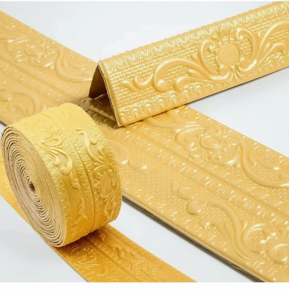 1 Roll Waterproof Ceiling Decoration Strip Self-Adhesive 3D Wall Trim Line Easy Installation Antifouling Skirting Wall Stickers