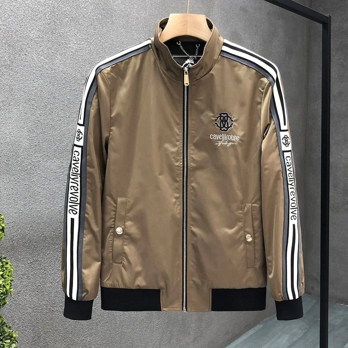 Fashionable high-end jacket, spring and autumn new trendy patchwork top, stand-up collar, versatile, high-end handsome jacket