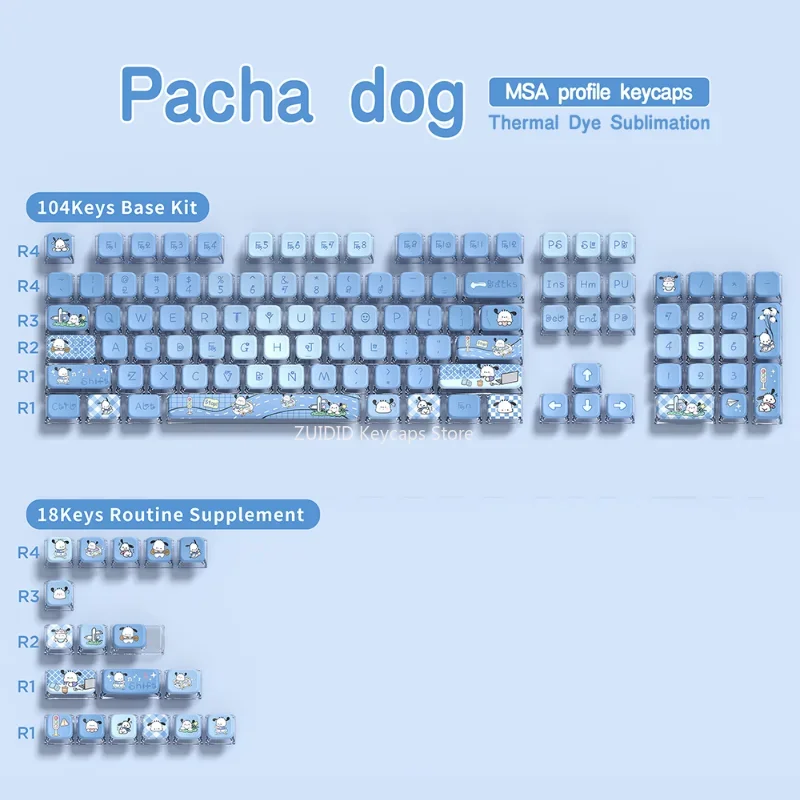 Imagem -06 - Sanrio Pacha Quadrilateral Transparente Crystal Key Cap Pbt Perfil Msa de Sublimação Térmica Adequado para Teclados Personalizados