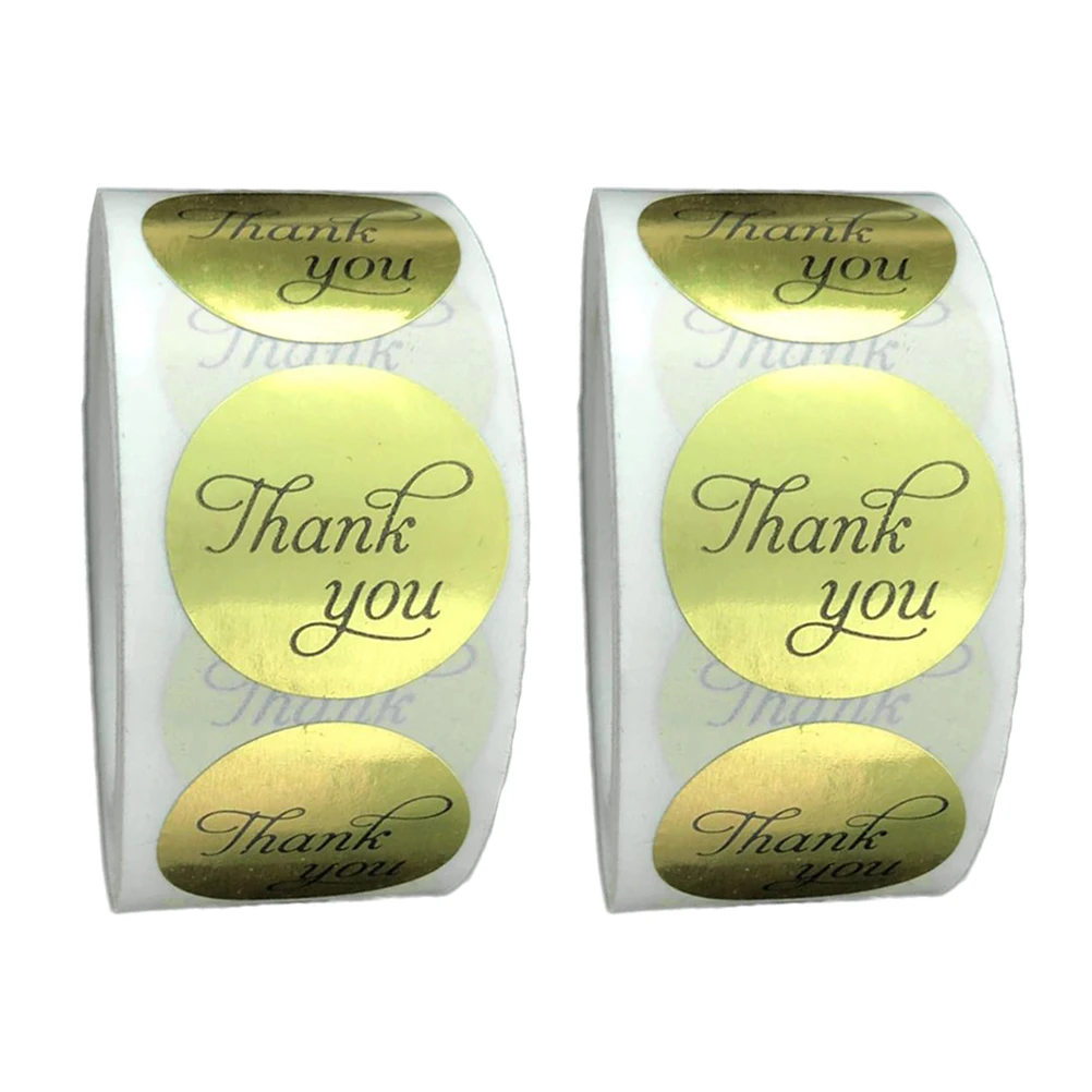 

1000Pcs Round Thank You Kraft Paper Stickers Premium Adhesive Scrap Stickers for Bakery Candy Cookie Party Favors