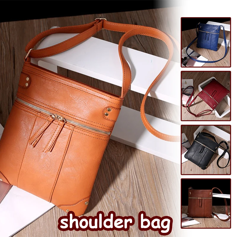 Bolso cruzado de cuero Pu con remaches y borlas para mujer, bandolera de hombro, bolso de viaje al aire libre, bolsillo frontal con cremallera de cobre, nuevo