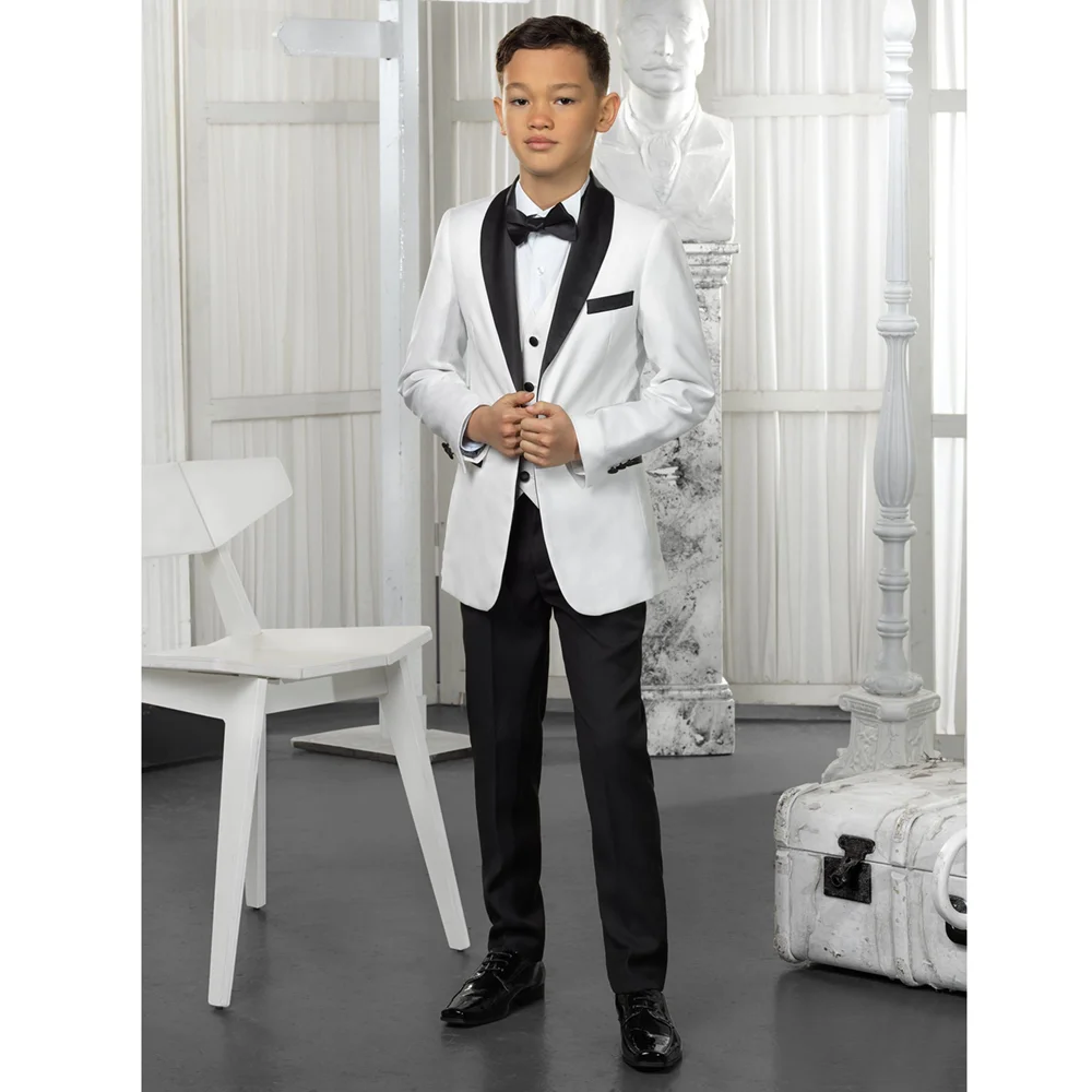 

Elegant Boy Suits Fashion One Button Shawl Lapel Clothing Prom Party Formal Tuxedo Slim Boys Clothes (Jacket+Vest+Pants)
