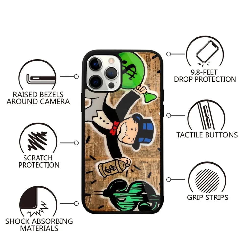 Cartoon Luxury Monopoly Phone Case Strong Magnetic For IPhone 16,15,14,13,Pro,Max,Plus,11,12,Mini For Magsafe Wireless Charging