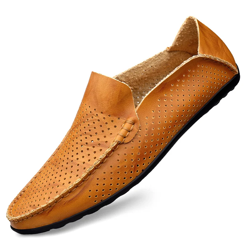 2022 Summer Brand Genuine Leather Loafers Shoes Comfortable Casual Moccasins for Men Designer Male Flats Driving Shoes Big Size